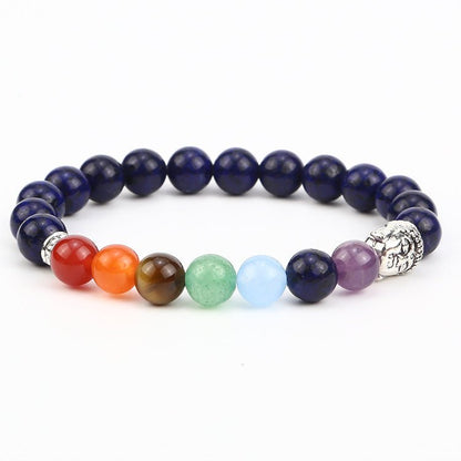 8mm Buddha Head 7 Chakra Mixed Bead Bracelets GEMROCKY-Bracelets-Sodalite-