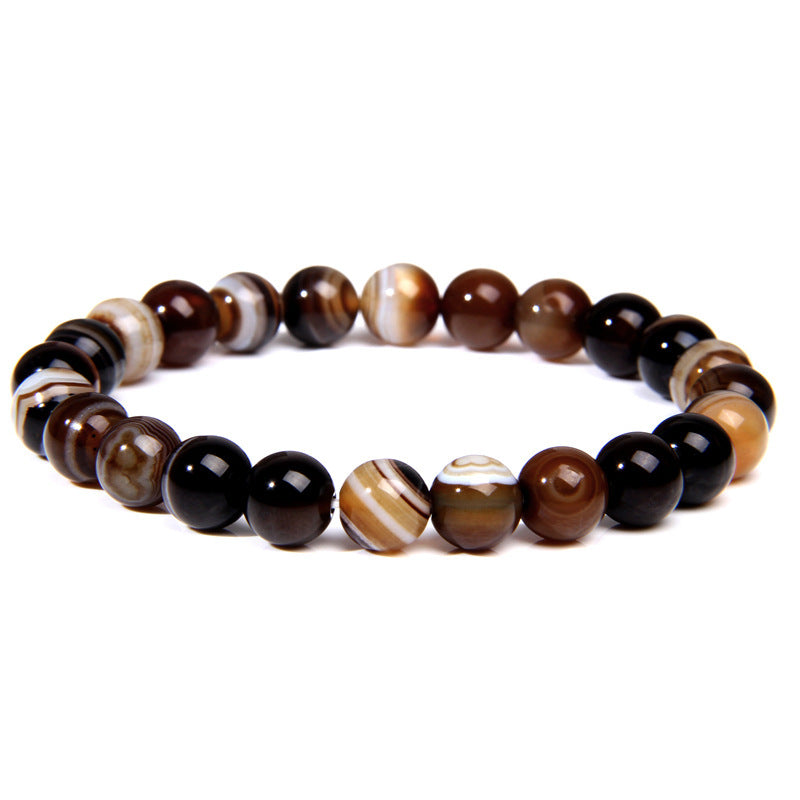 8mm Coffee Stripe Agate Bead Bracelets GEMROCKY-Bracelets-