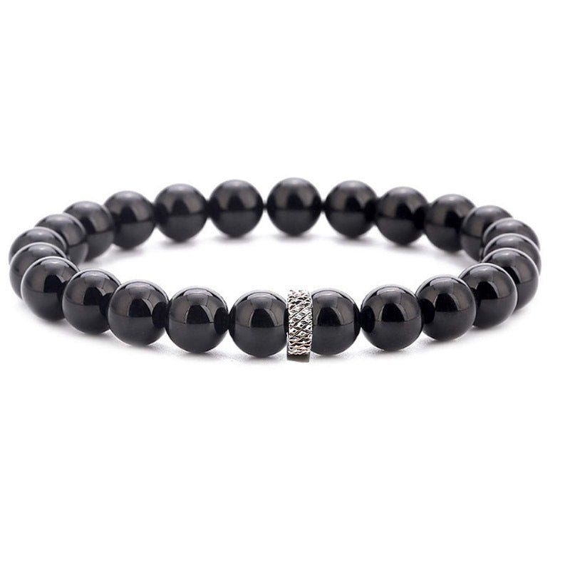 8mm Crystal Bead with Stainless Ring Bead Bracelets GEMROCKY-Bracelets-Black Obsidian-