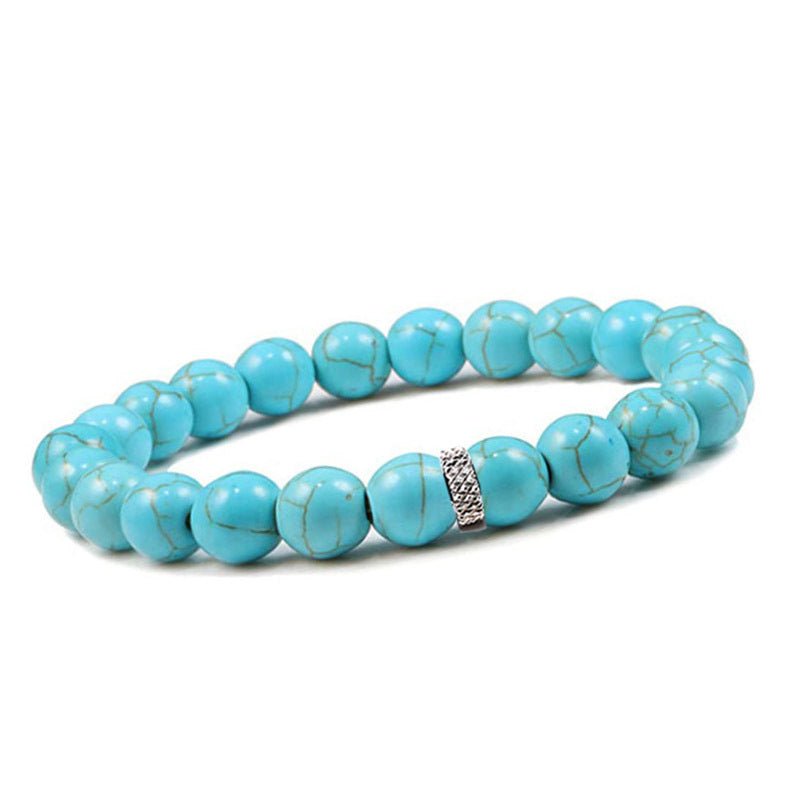 8mm Crystal Bead with Stainless Ring Bead Bracelets GEMROCKY-Bracelets-Blue Turquoise-