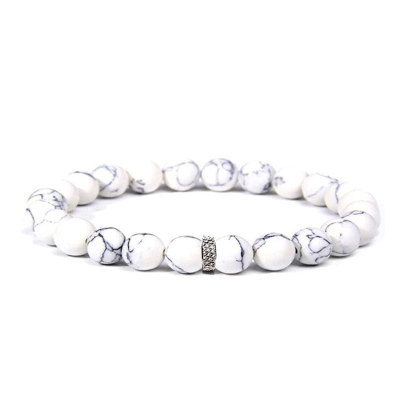 8mm Crystal Bead with Stainless Ring Bead Bracelets GEMROCKY-Bracelets-Howlite-