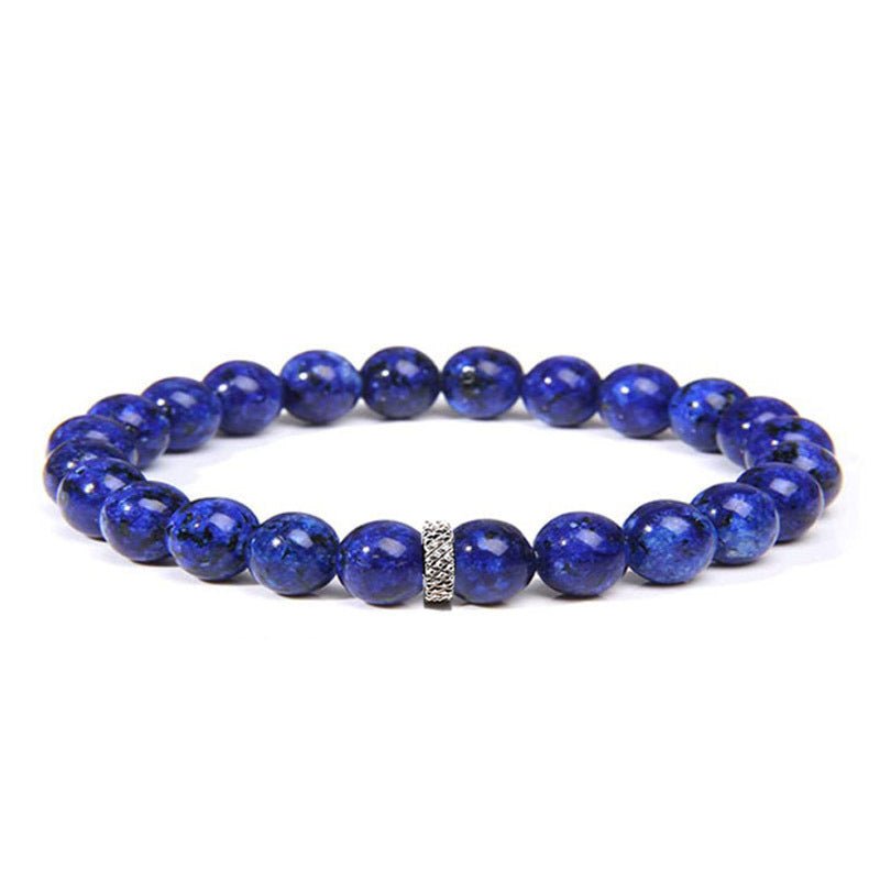 8mm Crystal Bead with Stainless Ring Bead Bracelets GEMROCKY-Bracelets-Laspis Lazuli-