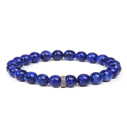 8mm Crystal Bead with Stainless Ring Bead Bracelets GEMROCKY-Bracelets-Laspis Lazuli-