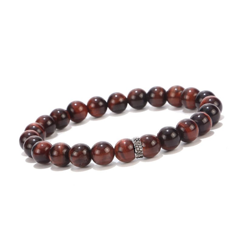 8mm Crystal Bead with Stainless Ring Bead Bracelets GEMROCKY-Bracelets-Red Tiger Eye-