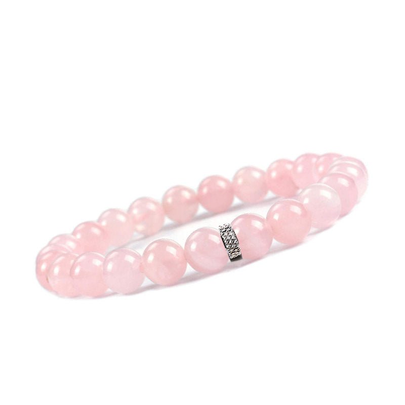 8mm Crystal Bead with Stainless Ring Bead Bracelets GEMROCKY-Bracelets-Rose Quartz-