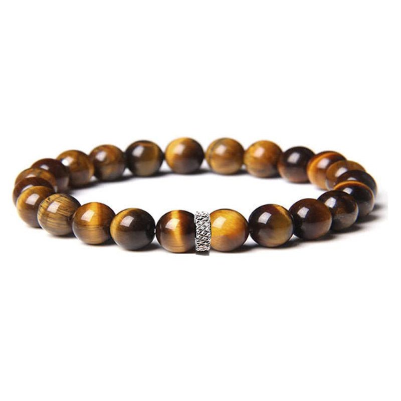 8mm Crystal Bead with Stainless Ring Bead Bracelets GEMROCKY-Bracelets-Tiger Eye Stone-