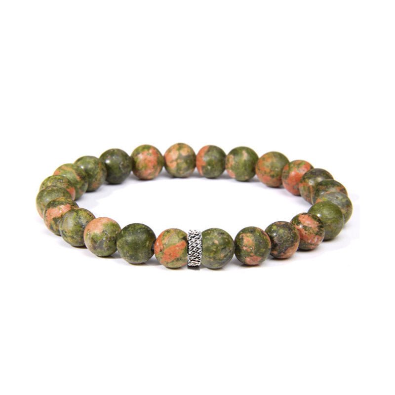 8mm Crystal Bead with Stainless Ring Bead Bracelets GEMROCKY-Bracelets-Unakite-