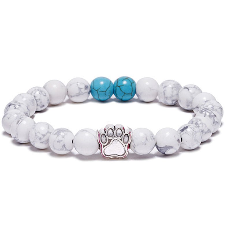 8mm Dog Paw Crystal Bead Bracelets GEMROCKY-Bracelets-Howlite+Turquoise-
