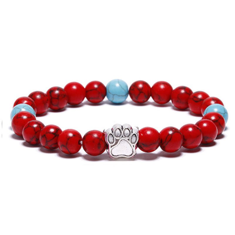 8mm Dog Paw Crystal Bead Bracelets GEMROCKY-Bracelets-Red Turquoise+Turquoise-