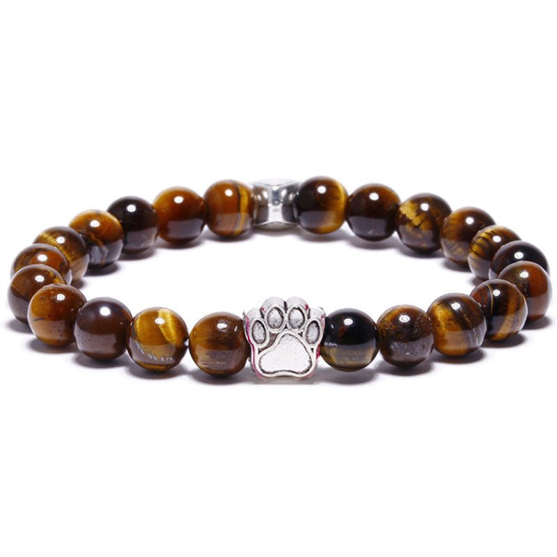 8mm Dog Paw Crystal Bead Bracelets GEMROCKY-Bracelets-Tiger Eye-