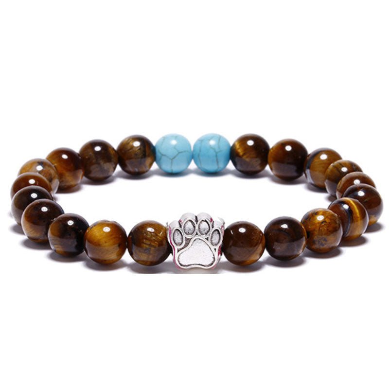 8mm Dog Paw Crystal Bead Bracelets GEMROCKY-Bracelets-Tiger Eye+Turquoise-