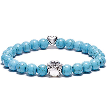 8mm Dog Paw Crystal Bead Bracelets GEMROCKY-Bracelets-Turquoise-