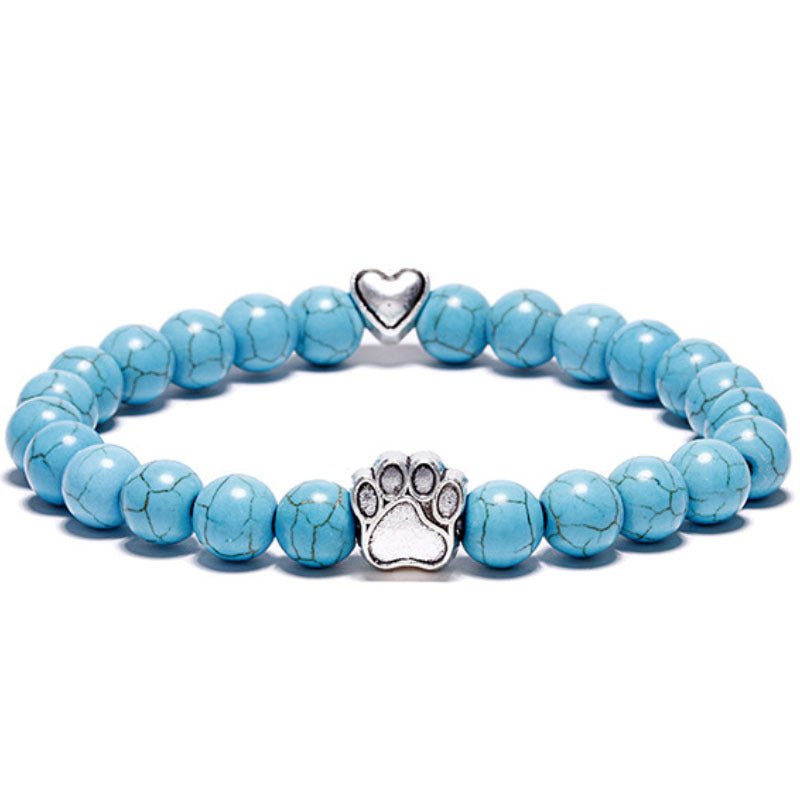 8mm Dog Paw Crystal Bead Bracelets GEMROCKY-Bracelets-Turquoise-