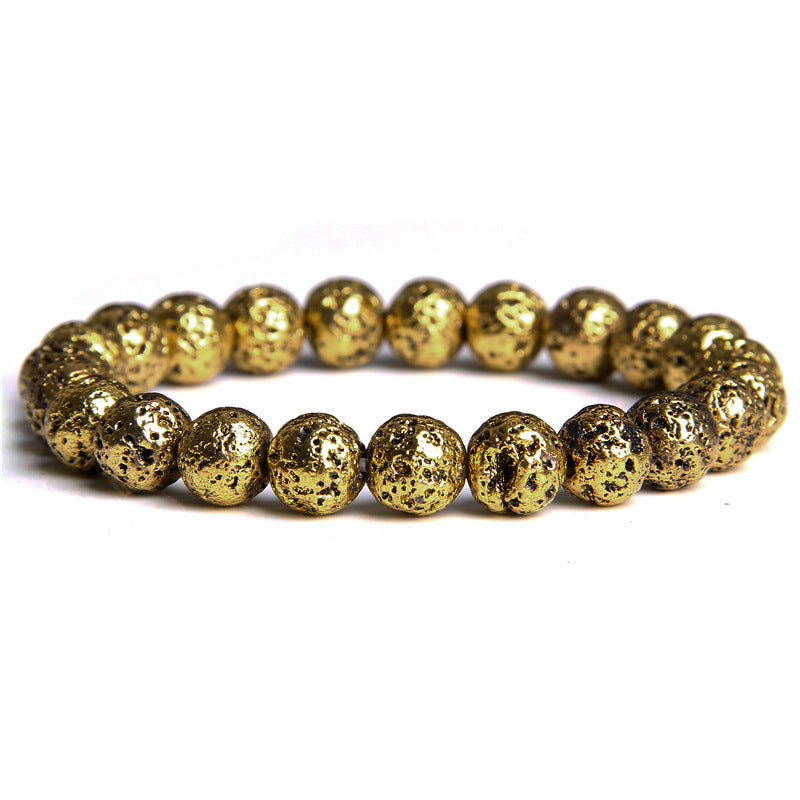 8mm Gold Lava Stone Bead Bracelets GEMROCKY-Bracelets-