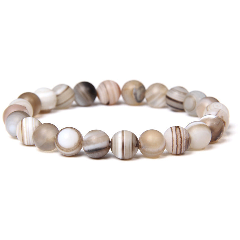 8mm Gray Stripe Agate Bead Bracelets GEMROCKY-Bracelets-