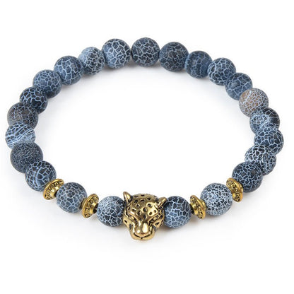 8mm Leopard Cheetah Crystal Bead Bracelets GEMROCKY-Bracelets-Blue Weathered Stone Golden-