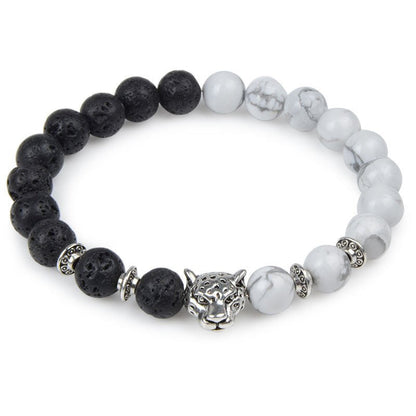 8mm Leopard Cheetah Crystal Bead Bracelets GEMROCKY-Bracelets-Howlite Lava Stone-