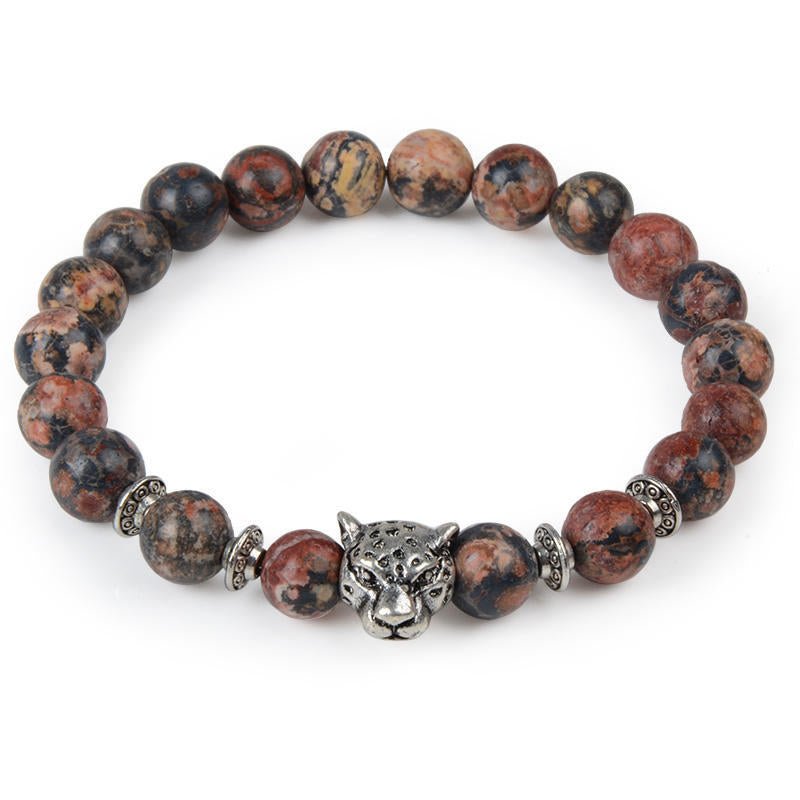 8mm Leopard Cheetah Crystal Bead Bracelets GEMROCKY-Bracelets-Rhodonite-