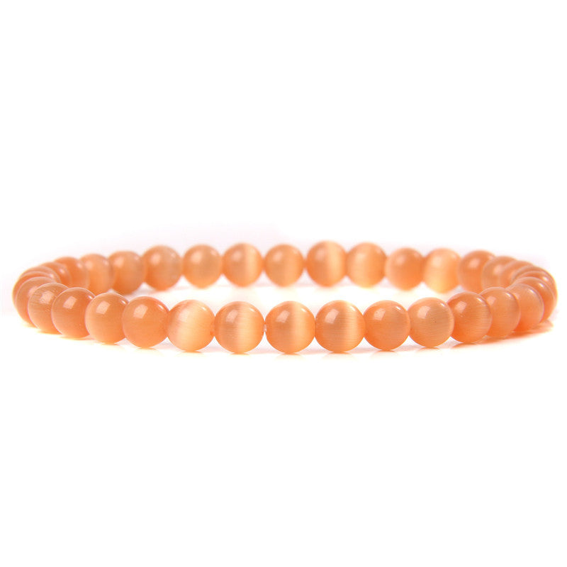 8mm Orange Cat Eye Stone Bead Bracelets GEMROCKY-Bracelets-