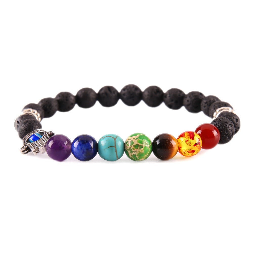 8mm Palm Eye 7 Chakra Crystal Bead Bracelets GEMROCKY-Bracelets-Lava Stone 7 Chakra-