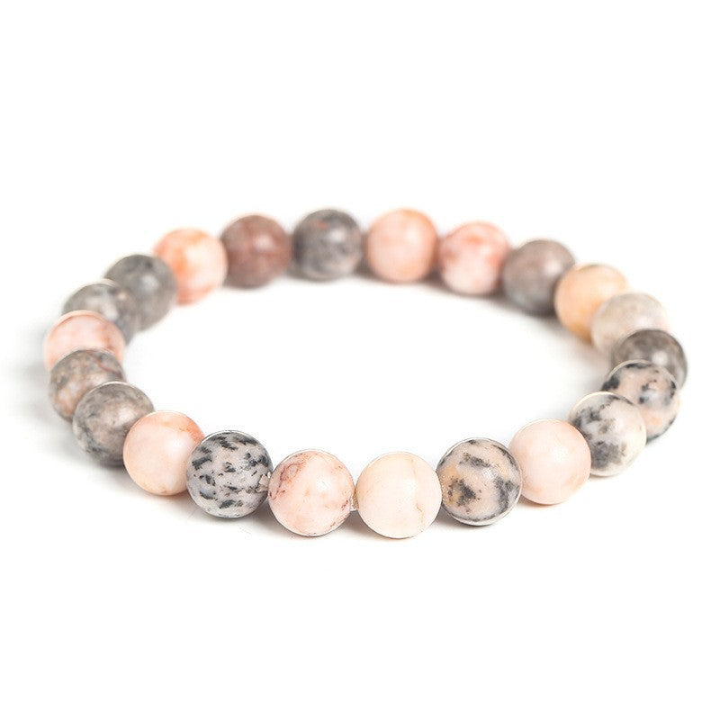 8mm Pink Zebra Jasper Bead Bracelets GEMROCKY-Bracelets-