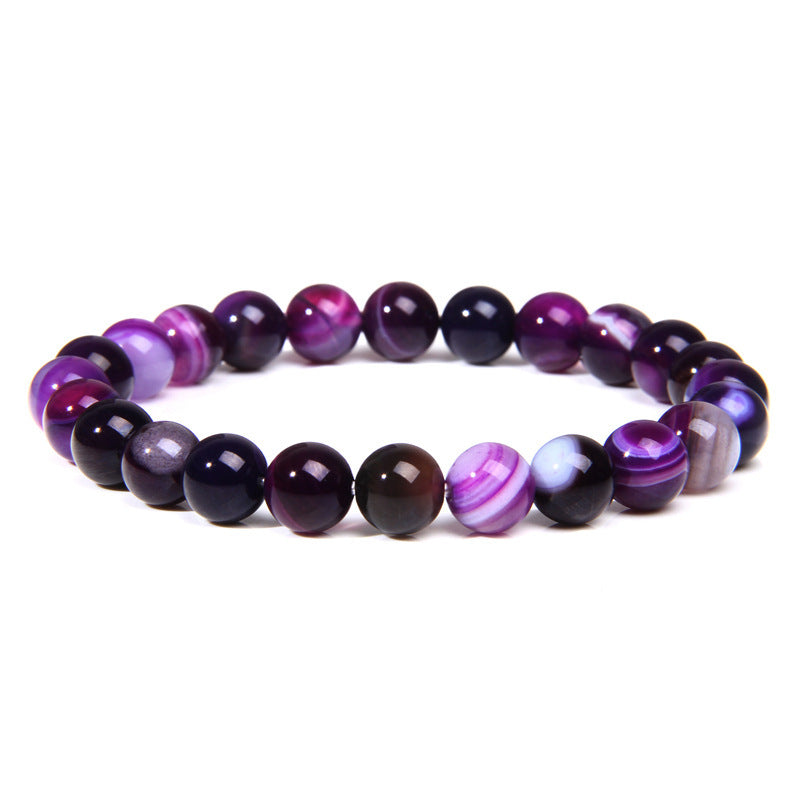 8mm Purple Stripe Agate Bead Bracelets GEMROCKY-Bracelets-