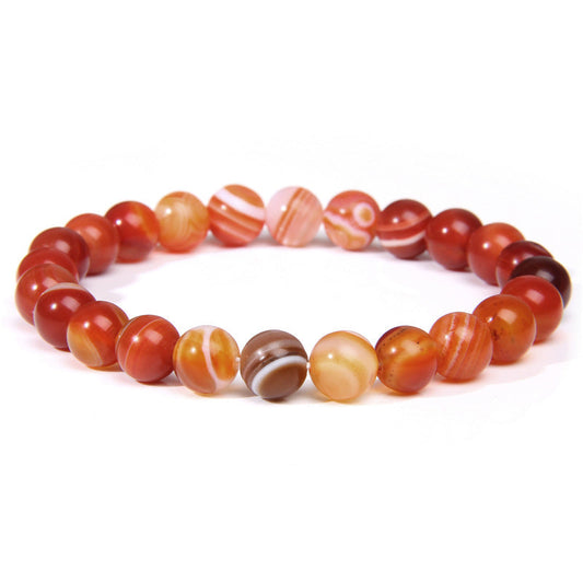 8mm Red Stripe Agate Bead Bracelets GEMROCKY-Bracelets-