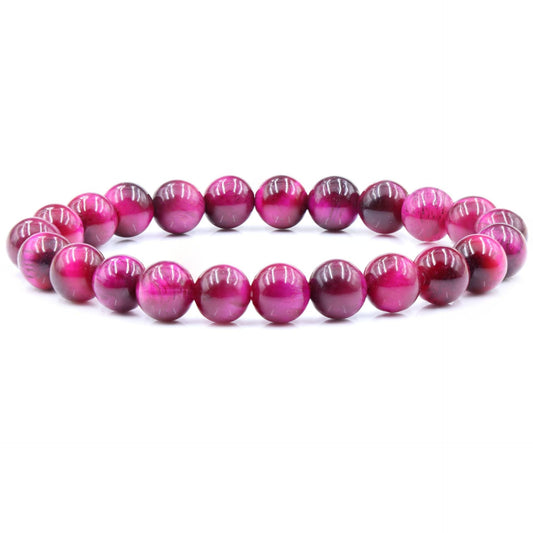 8mm Rose Tiger Eye Stone Bead Bracelets GEMROCKY-Bracelets-