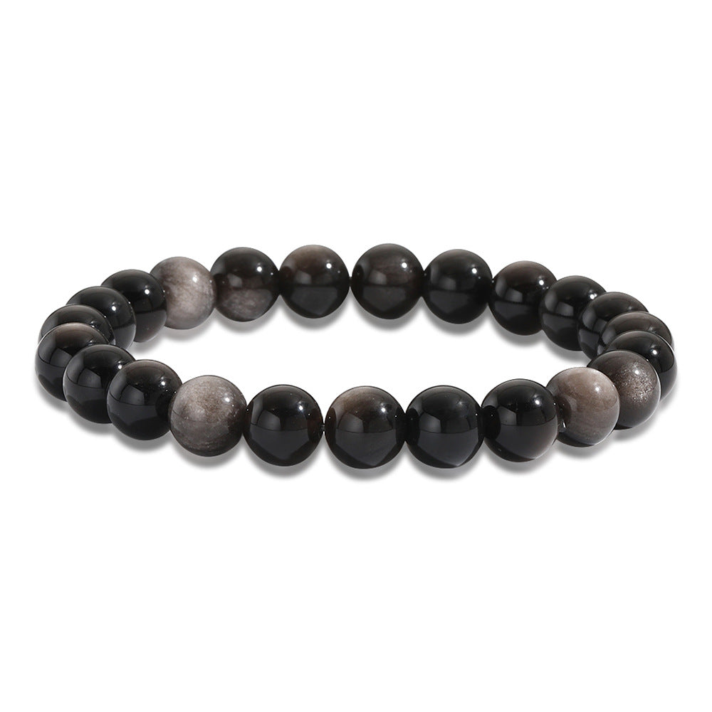 8mm Silver Obsidian Bead Bracelets GEMROCKY-Bracelets-