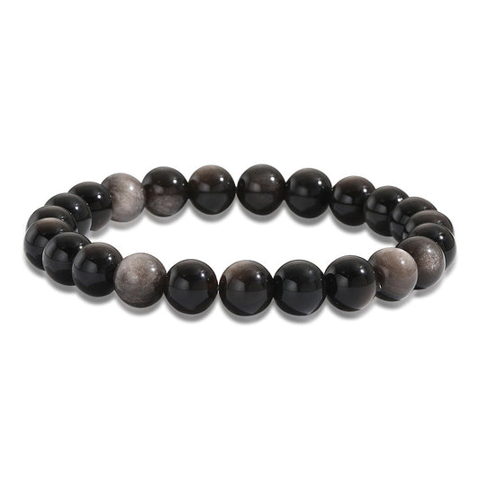 8mm Silver Obsidian Bead Bracelets GEMROCKY-Bracelets-