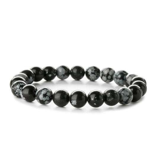 8mm Snowflake Obsidian Bead Bracelets GEMROCKY-Bracelets-