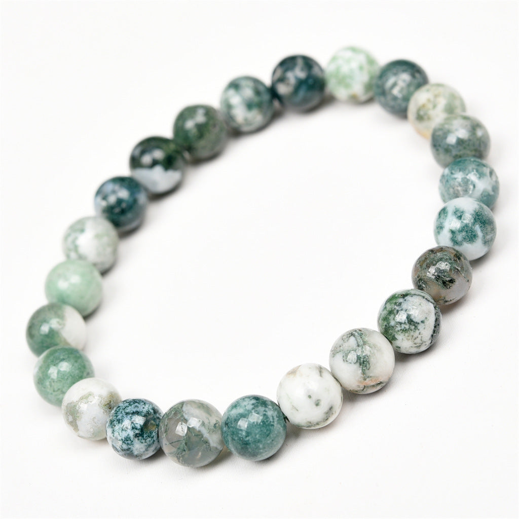 8mm White Moss Agate Bead Bracelets GEMROCKY-Bracelets-