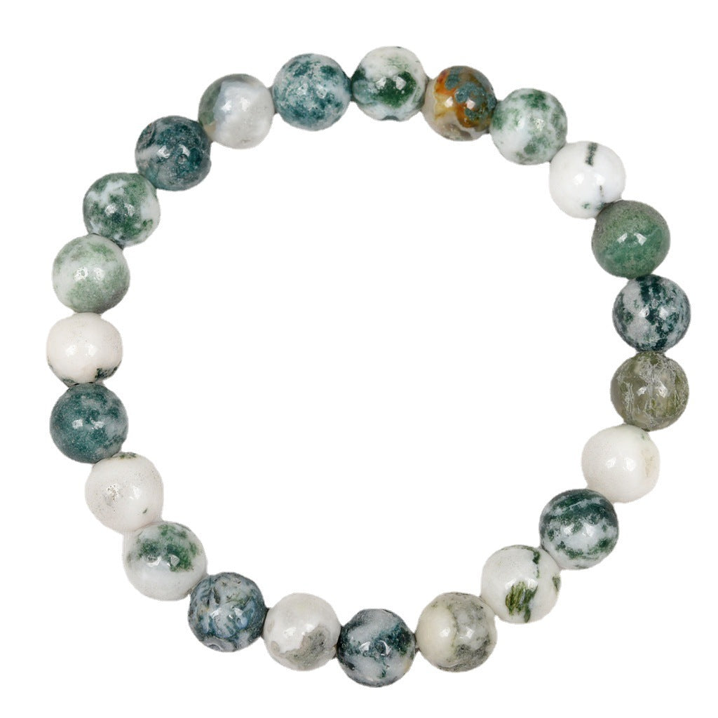 8mm White Moss Agate Bead Bracelets GEMROCKY-Bracelets-