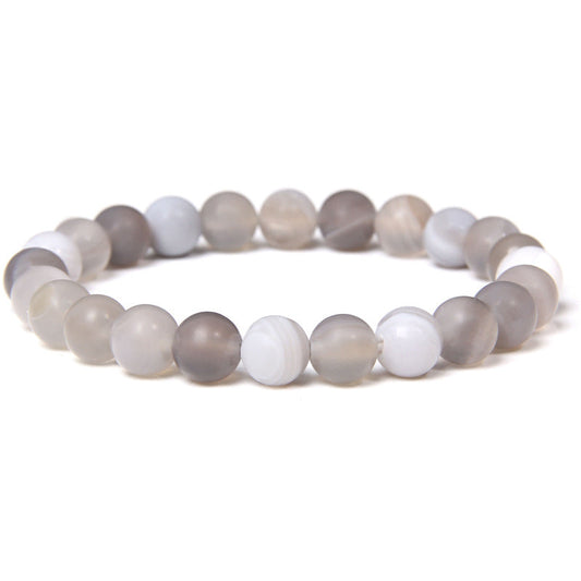 8mm White Stripe Agate Bead Bracelets GEMROCKY-Bracelets-