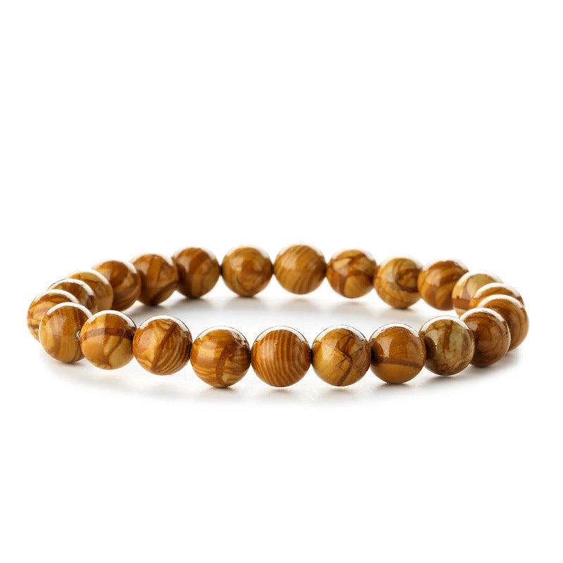 8mm Wood Fossil Bead Bracelets GEMROCKY-Bracelets-