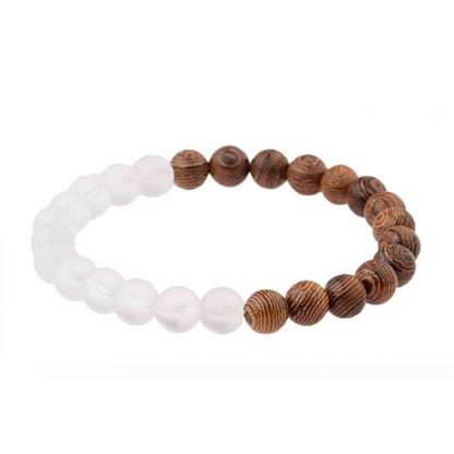 8mm Wooden Mixed Crystal Bead Bracelets GEMROCKY-Bracelets-Frosted White Stone/ Wood-