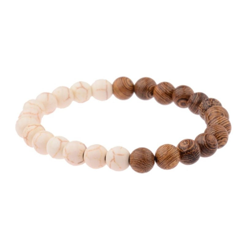 8mm Wooden Mixed Crystal Bead Bracelets GEMROCKY-Bracelets-Howlite/ Wood-