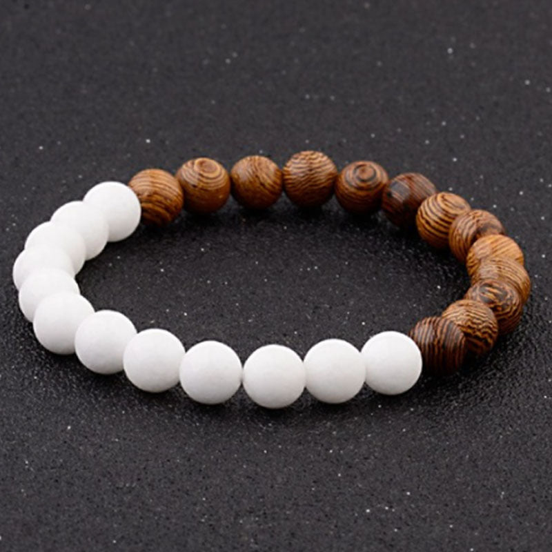 8mm Wooden Mixed Crystal Bead Bracelets GEMROCKY-Bracelets-White Jade/ Wood-