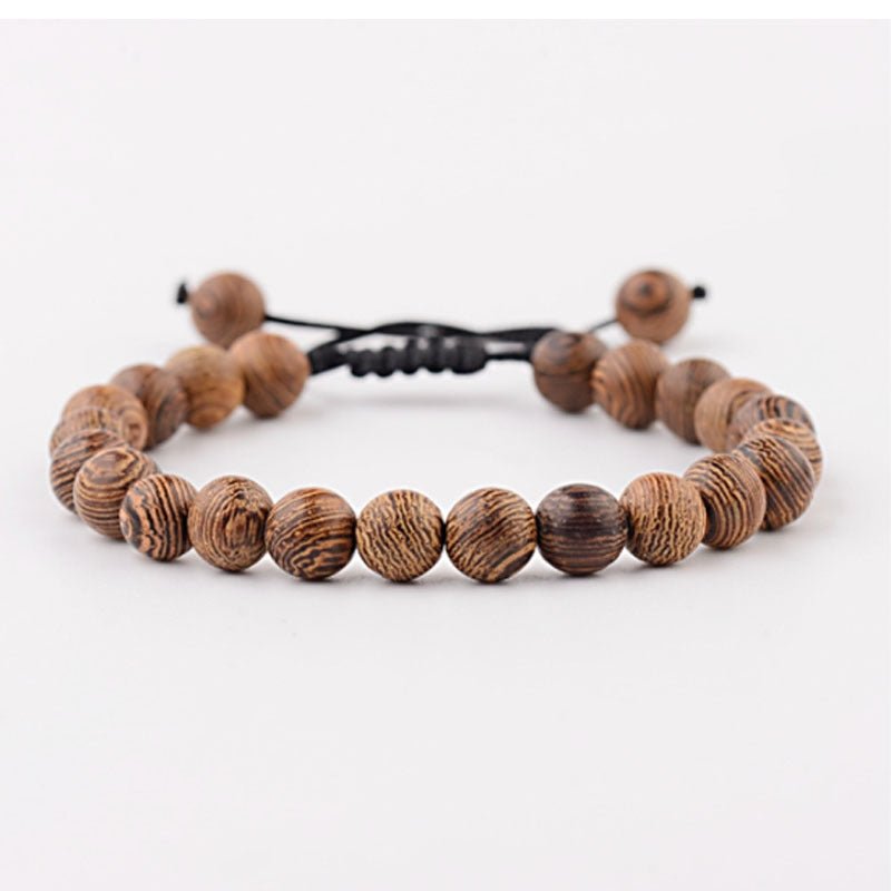 8mm Wooden Mixed Crystal Bead Bracelets GEMROCKY-Bracelets-Wood with Braided Rope-