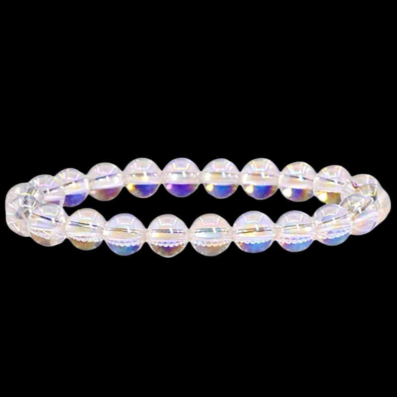 8mm Angel Aura Clear Quartz Bead Bracelets GEMROCKY-Bracelets-GEMROCKY