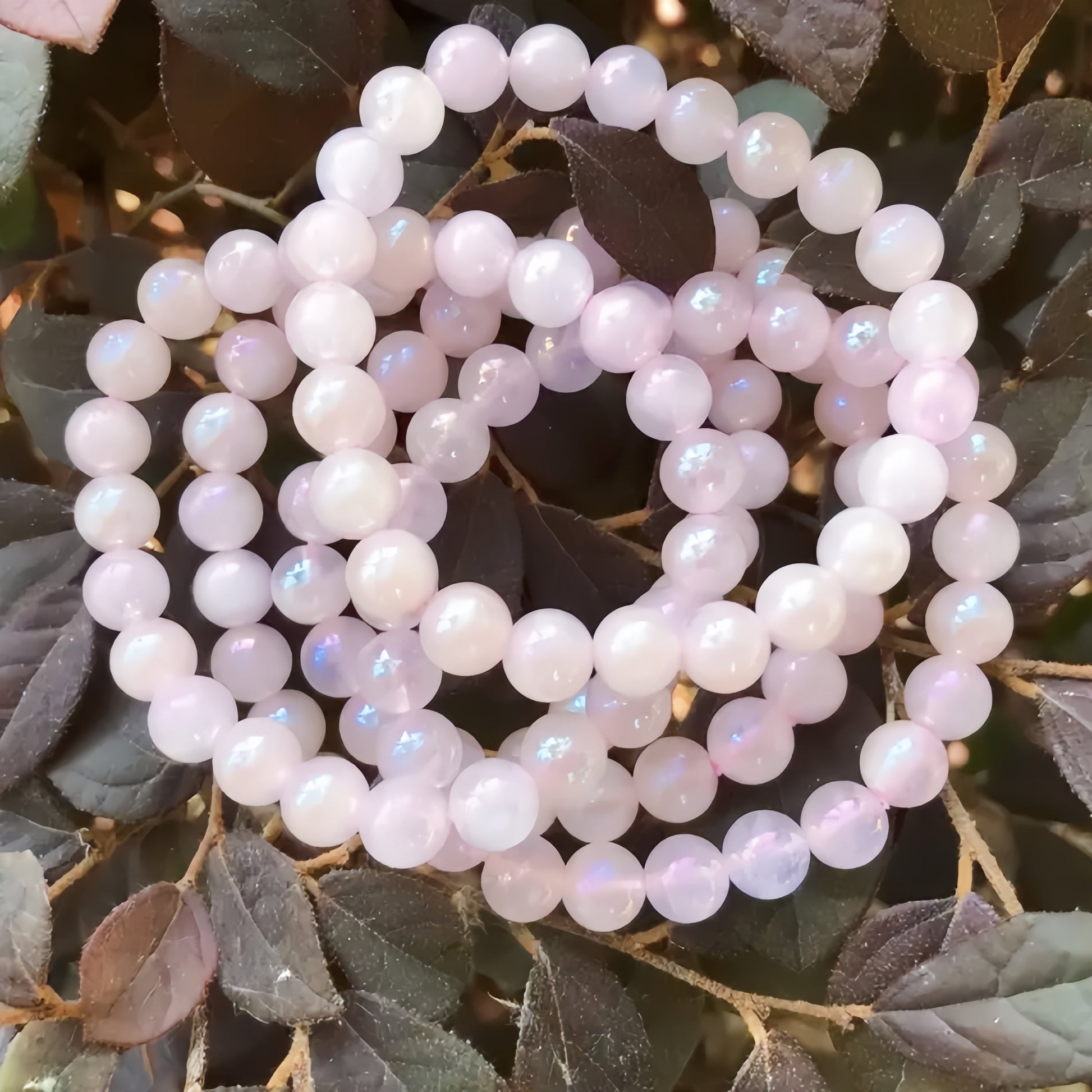 8mm Angel Aura Rose Quartz Bead Bracelets GEMROCKY-Bracelets-GEMROCKY