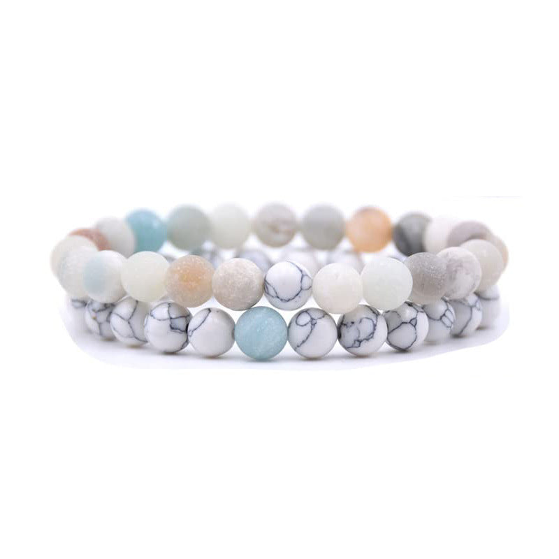 8mm Double Crystal Bead Bracelets Set GEMROCKY-Bracelets-Amazonite+Howlite-GEMROCKY