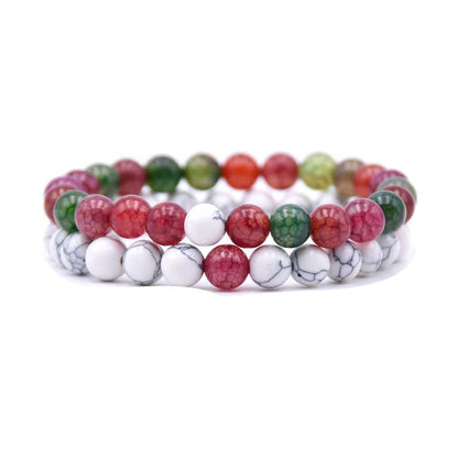 8mm Double Crystal Bead Bracelets Set GEMROCKY-Bracelets-Colored Stone+Howlite-GEMROCKY