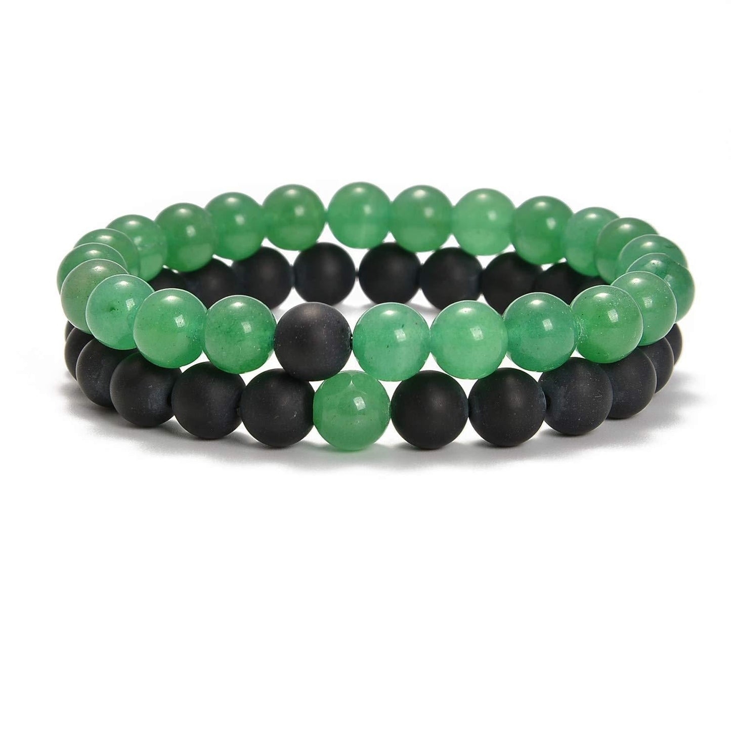 8mm Double Crystal Bead Bracelets Set GEMROCKY-Bracelets-Green Aventurine+Frosted Stone-GEMROCKY