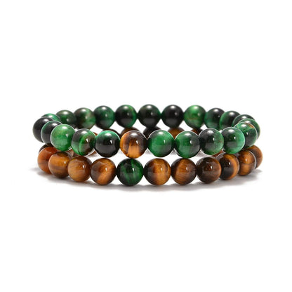 8mm Double Crystal Bead Bracelets Set GEMROCKY-Bracelets-Green Tiger Eye Stone+Yellow Tiger Eye Stone-GEMROCKY