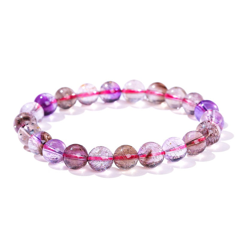 8mm High Quality Super Seven Phantom Amethyst Bead Bracelets GEMROCKY-Bracelets-GEMROCKY