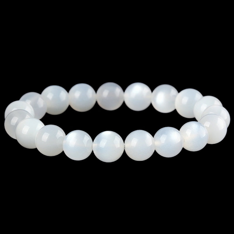 8mm Natural White Moonstone Bead Bracelets GEMROCKY-Bracelets-GEMROCKY