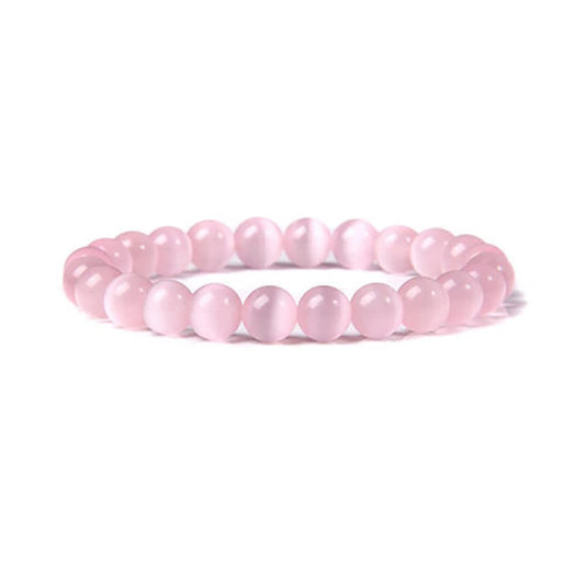 8mm Pink Cat Eye Stone Bead Bracelets GEMROCKY-Bracelets-GEMROCKY