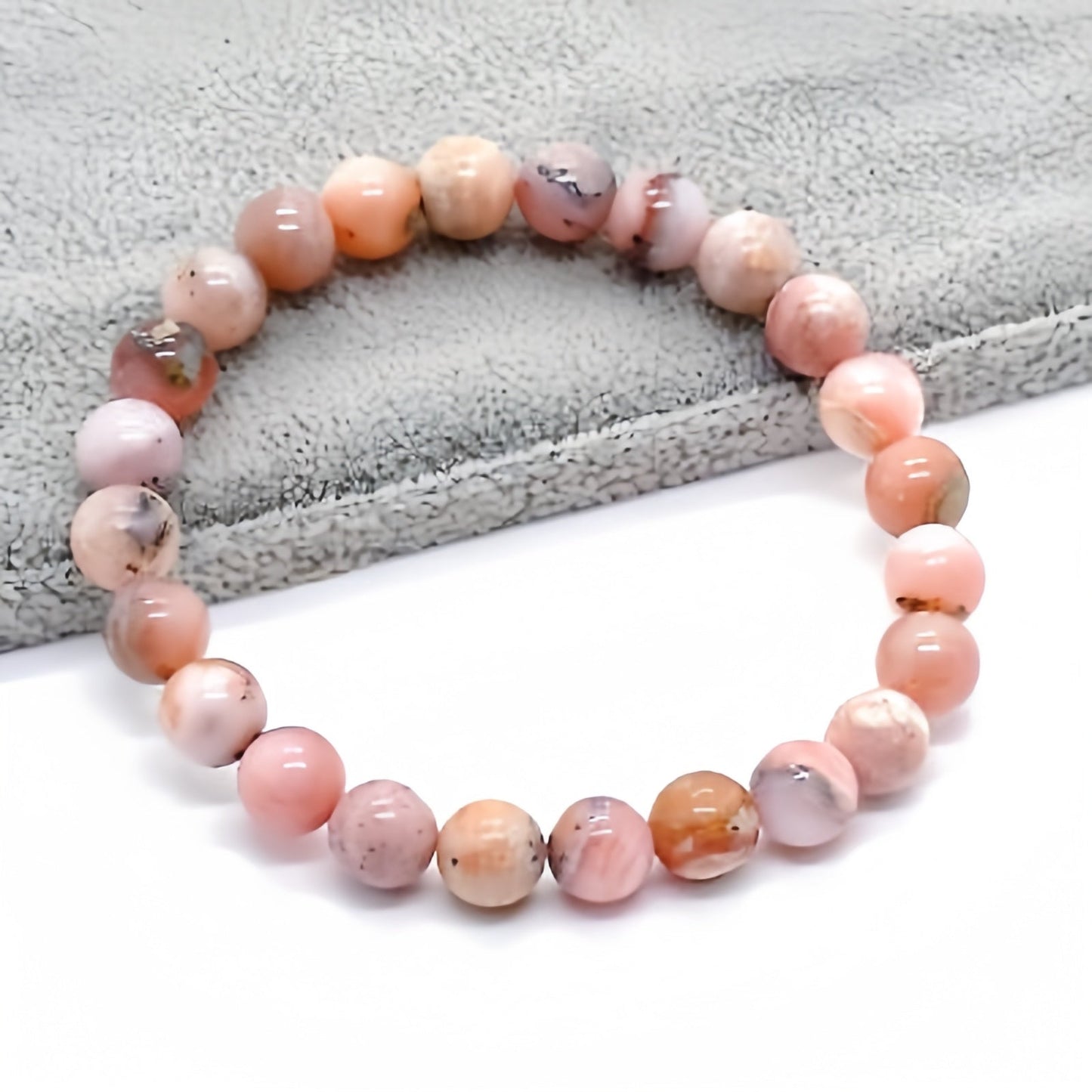 8mm Pink Peruvian Opal Bead Bracelets GEMROCKY-Bracelets-GEMROCKY