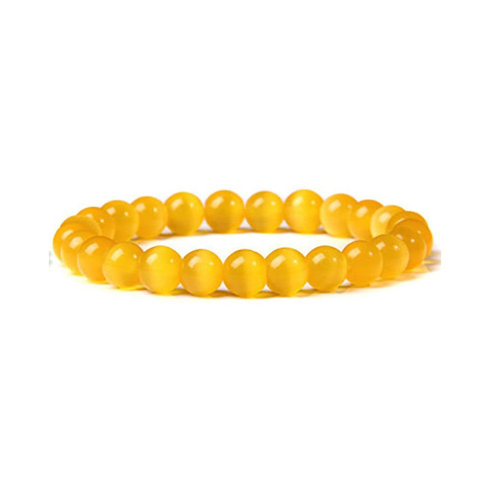 8mm Yellow Cat Eye Stone Bead Bracelets GEMROCKY-Bracelets-GEMROCKY